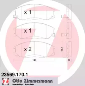 23569.170.1 ZIMMERMANN Комплект тормозных колодок, дисковый тормоз 23569.170.1 ZIMMERMANN Комплект тормозных колодок, дисковый тормоз