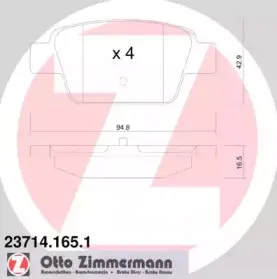 23714.165.1 ZIMMERMANN Комплект тормозных колодок, дисковый тормоз 23714.165.1 ZIMMERMANN Комплект тормозных колодок, дисковый тормоз