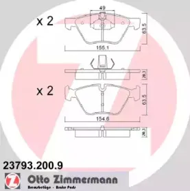 23793.200.9 ZIMMERMANN Комплект тормозных колодок, дисковый тормоз 23793.200.9 ZIMMERMANN Комплект тормозных колодок, дисковый тормоз