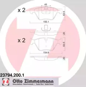 23794.200.1 ZIMMERMANN Комплект тормозных колодок, дисковый тормоз 23794.200.1 ZIMMERMANN Комплект тормозных колодок, дисковый тормоз