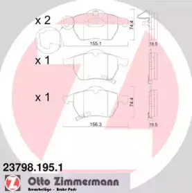 23798.195.1 ZIMMERMANN Комплект тормозных колодок, дисковый тормоз 23798.195.1 ZIMMERMANN Комплект тормозных колодок, дисковый тормоз
