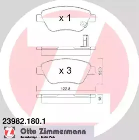 23982.180.1 ZIMMERMANN Комплект тормозных колодок, дисковый тормоз 23982.180.1 ZIMMERMANN Комплект тормозных колодок, дисковый тормоз