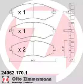 24062.170.1 ZIMMERMANN Комплект тормозных колодок, дисковый тормоз 24062.170.1 ZIMMERMANN Комплект тормозных колодок, дисковый тормоз