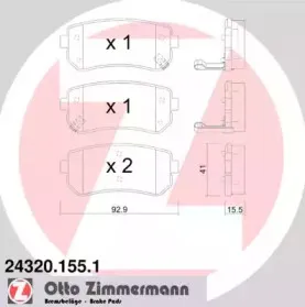 24320.155.1 ZIMMERMANN Комплект тормозных колодок, дисковый тормоз 24320.155.1 ZIMMERMANN Комплект тормозных колодок, дисковый тормоз