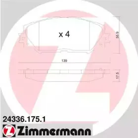 24336.175.1 ZIMMERMANN Комплект тормозных колодок, дисковый тормоз 24336.175.1 ZIMMERMANN Комплект тормозных колодок, дисковый тормоз