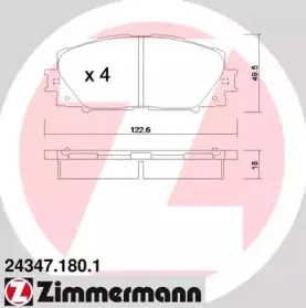 24347.180.1 ZIMMERMANN Комплект тормозных колодок, дисковый тормоз 24347.180.1 ZIMMERMANN Комплект тормозных колодок, дисковый тормоз
