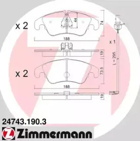 24743.190.3 ZIMMERMANN Комплект тормозных колодок, дисковый тормоз 24743.190.3 ZIMMERMANN Комплект тормозных колодок, дисковый тормоз