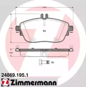 24869.195.1 ZIMMERMANN Комплект тормозных колодок, дисковый тормоз 24869.195.1 ZIMMERMANN Комплект тормозных колодок, дисковый тормоз