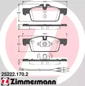 25222.170.2 ZIMMERMANN Комплект тормозных колодок, дисковый тормоз 25222.170.2 ZIMMERMANN Комплект тормозных колодок, дисковый тормоз