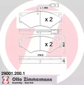 29001.200.1 ZIMMERMANN Комплект тормозных колодок, дисковый тормоз 29001.200.1 ZIMMERMANN Комплект тормозных колодок, дисковый тормоз