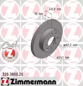 320.3800.20 ZIMMERMANN Тормозной диск 320.3800.20 ZIMMERMANN Тормозной диск