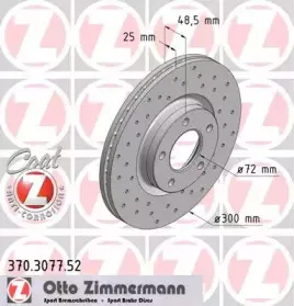 370.3077.52 ZIMMERMANN Тормозной диск 370.3077.52 ZIMMERMANN Тормозной диск