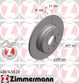 400.1450.20 ZIMMERMANN Тормозной диск 400.1450.20 ZIMMERMANN Тормозной диск