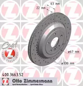 400.3663.52 ZIMMERMANN Тормозной диск 400.3663.52 ZIMMERMANN Тормозной диск