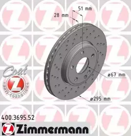 400.3695.52 ZIMMERMANN Тормозной диск 400.3695.52 ZIMMERMANN Тормозной диск