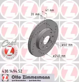 430.1494.52 ZIMMERMANN Тормозной диск 430.1494.52 ZIMMERMANN Тормозной диск