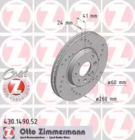 430.1490.52 ZIMMERMANN Тормозной диск 430.1490.52 ZIMMERMANN Тормозной диск