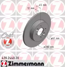 470.2440.20 ZIMMERMANN Тормозной диск 470.2440.20 ZIMMERMANN Тормозной диск