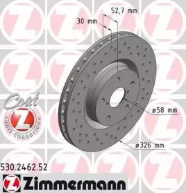 530.2462.52 ZIMMERMANN Тормозной диск 530.2462.52 ZIMMERMANN Тормозной диск