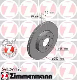 540.2491.20 ZIMMERMANN Тормозной диск 540.2491.20 ZIMMERMANN Тормозной диск