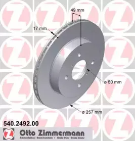 540.2492.00 ZIMMERMANN Тормозной диск 540.2492.00 ZIMMERMANN Тормозной диск