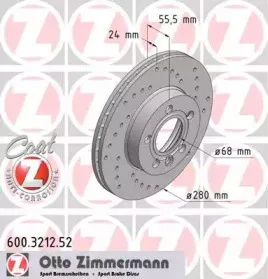 600.3212.52 ZIMMERMANN Тормозной диск 600.3212.52 ZIMMERMANN Тормозной диск