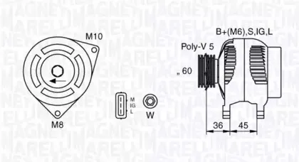 063377433010 MAGNETI MARELLI Генератор 063377433010 MAGNETI MARELLI Генератор