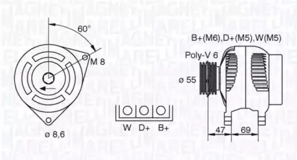 063341345010 MAGNETI MARELLI Генератор 063341345010 MAGNETI MARELLI Генератор