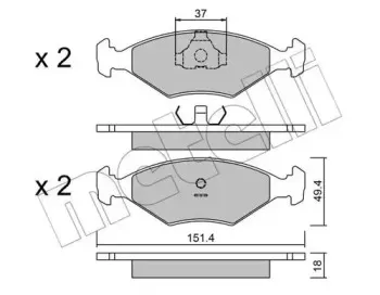 22-0057-2 METELLI Комплект тормозных колодок, дисковый тормоз
