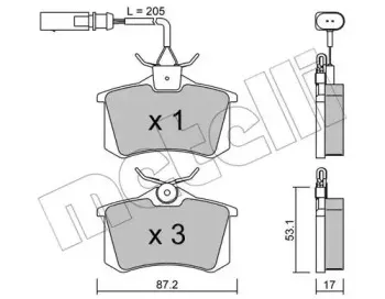 22-0100-3 METELLI Комплект тормозных колодок, дисковый тормоз