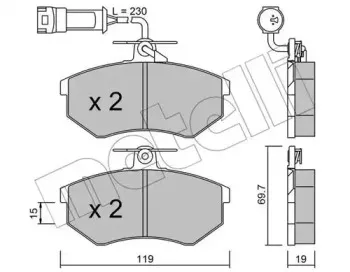 22-0148-1 METELLI Комплект тормозных колодок, дисковый тормоз