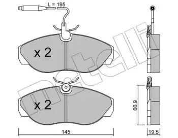 22-0154-0 METELLI Комплект тормозных колодок, дисковый тормоз