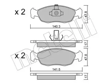 22-0156-1 METELLI Комплект тормозных колодок, дисковый тормоз