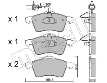 22-0263-1 METELLI Комплект тормозных колодок, дисковый тормоз