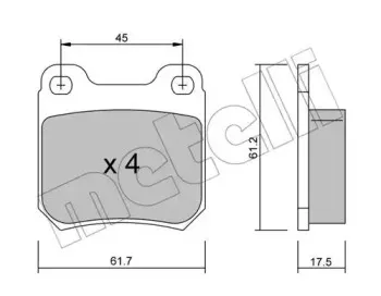 22-0275-1 METELLI Комплект тормозных колодок, дисковый тормоз