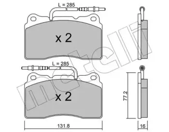22-0288-2 METELLI Комплект тормозных колодок, дисковый тормоз