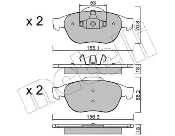 22-0336-0 METELLI Комплект тормозных колодок, дисковый тормоз