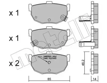 22-0362-1 METELLI Комплект тормозных колодок, дисковый тормоз
