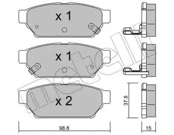 22-0396-0 METELLI Комплект тормозных колодок, дисковый тормоз