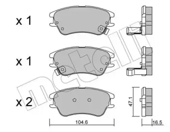 22-0502-0 METELLI Комплект тормозных колодок, дисковый тормоз