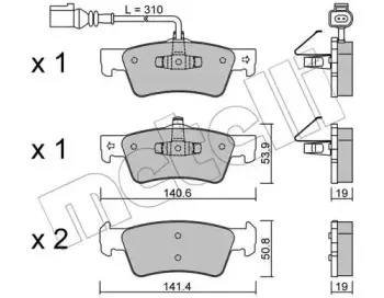 22-0661-1 METELLI Комплект тормозных колодок, дисковый тормоз