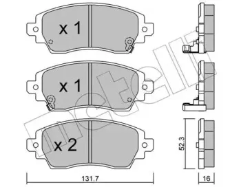 22-0750-0 METELLI Комплект тормозных колодок, дисковый тормоз