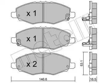 22-0798-0 METELLI Комплект тормозных колодок, дисковый тормоз