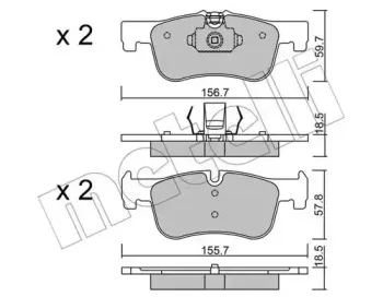 22-0959-0 METELLI Комплект тормозных колодок, дисковый тормоз