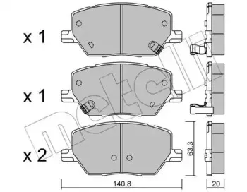 22-1001-0 METELLI Комплект тормозных колодок, дисковый тормоз