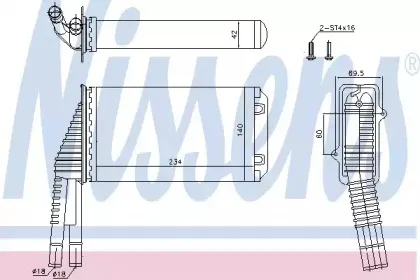 72953 NISSENS Теплообменник, отопление салона