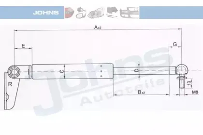 45 15 95-92 JOHNS Газовая пружина, крышка багажник