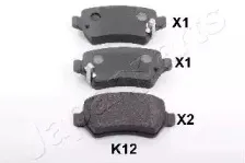 PP-K12AF JAPANPARTS Комплект тормозных колодок, дисковый тормоз