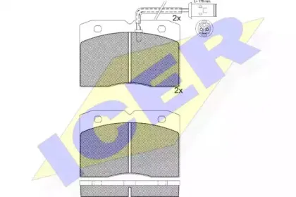 140892 ICER Комплект тормозных колодок, дисковый тормоз