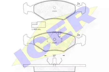 140927 ICER Комплект тормозных колодок, дисковый тормоз